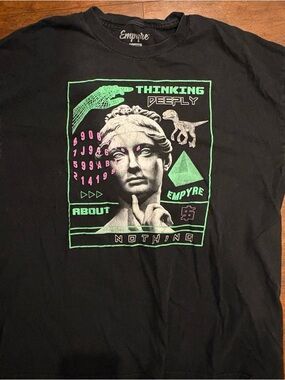 Empyre Black Short Sleeve Graphic Tee with Neon Green & Pink Print